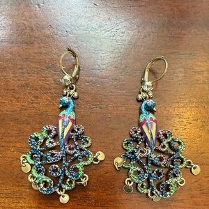 Betsey Johnson retired Peacock chandelier earrings Super Cute